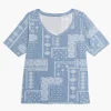 Knit Tops^Lane Bryant Modern Perfect Sleeve Bandana Fade Graphic Tee Light Blue Bandana
