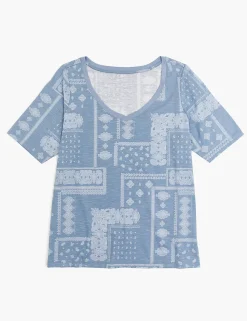Knit Tops^Lane Bryant Modern Perfect Sleeve Bandana Fade Graphic Tee Light Blue Bandana