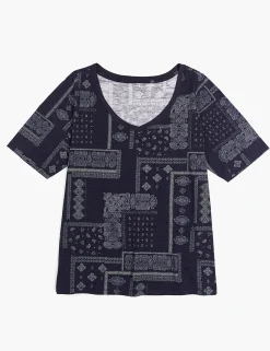 Knit Tops^Lane Bryant Modern Perfect Sleeve Bandana Fade Graphic Tee Navy Bandana