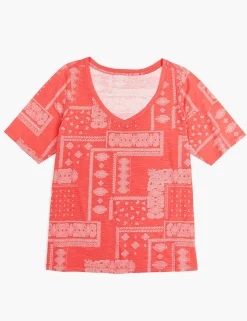 Knit Tops^Lane Bryant Modern Perfect Sleeve Bandana Fade Graphic Tee Coral Bandana