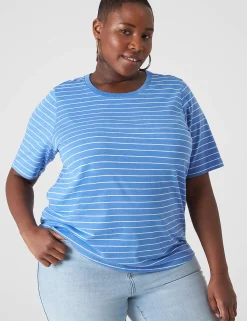 Knit Tops^Lane Bryant Modern Perfect Sleeve Crew-Neck Tee Skinny Stripe