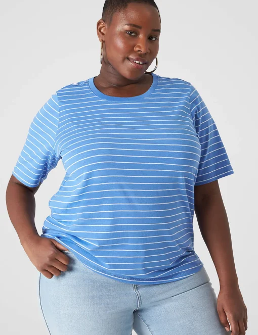 Knit Tops^Lane Bryant Modern Perfect Sleeve Crew-Neck Tee Skinny Stripe