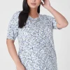 The Tee Shop^Lane Bryant Modern Perfect Sleeve Crew-Neck Tee Mia Floral