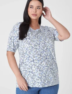 The Tee Shop^Lane Bryant Modern Perfect Sleeve Crew-Neck Tee Mia Floral