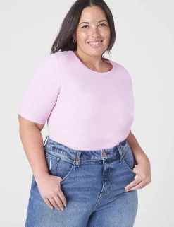 The Tee Shop^Lane Bryant Modern Perfect Sleeve Crew-Neck Tee Orchid