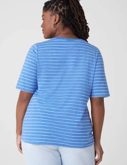 Knit Tops^Lane Bryant Modern Perfect Sleeve Crew-Neck Tee Skinny Stripe