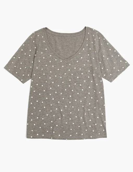 Knit Tops^Lane Bryant Modern Perfect Sleeve Foil Dot Graphic Tee Dot Print