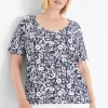 Knit Tops^Lane Bryant Modern Perfect Sleeve V-Neck Tee Navy Floral