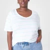 Knit Tops^Lane Bryant Modern Perfect Sleeve V-Neck Tee Kendall Stripe