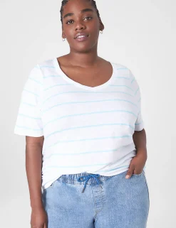 Knit Tops^Lane Bryant Modern Perfect Sleeve V-Neck Tee Kendall Stripe