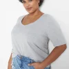 Knit Tops^Lane Bryant Modern Perfect Sleeve V-Neck Tee Grey