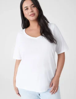 Knit Tops^Lane Bryant Modern Perfect Sleeve V-Neck Tee White