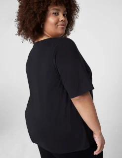 Knit Tops^Lane Bryant Modern Perfect Sleeve V-Neck Tee Black