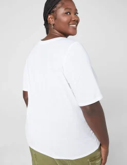 Knit Tops^Lane Bryant Modern Perfect Sleeve V-Neck Tee White