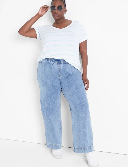 Knit Tops^Lane Bryant Modern Perfect Sleeve V-Neck Tee Kendall Stripe