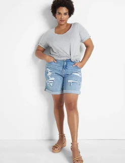 Knit Tops^Lane Bryant Modern Perfect Sleeve V-Neck Tee Grey