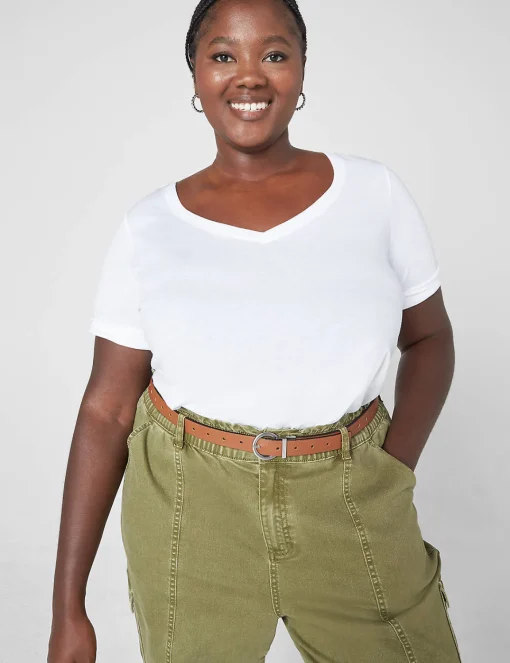 Knit Tops^Lane Bryant Modern Perfect Sleeve V-Neck Tee White