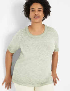 Knit Tops^Lane Bryant Modern Perfect Sleeve Wash Tee Dried Herb