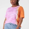 Knit Tops^Lane Bryant Modern Perfect Sleeve Wash Tee Pink Tye Dye