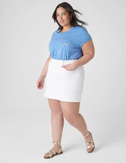 The Tee Shop^Lane Bryant Modern Rainbow Embroidered Graphic Tee Beaucoup Blue
