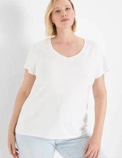 Knit Tops^Lane Bryant Modern Short-Sleeve V-Neck Tee White