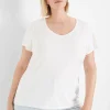 The Tee Shop^Lane Bryant Modern Short-Sleeve V-Neck Tee White