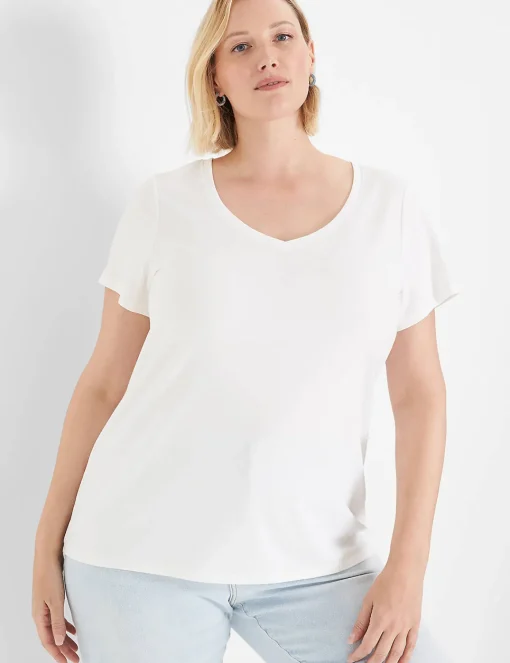 The Tee Shop^Lane Bryant Modern Short-Sleeve V-Neck Tee White