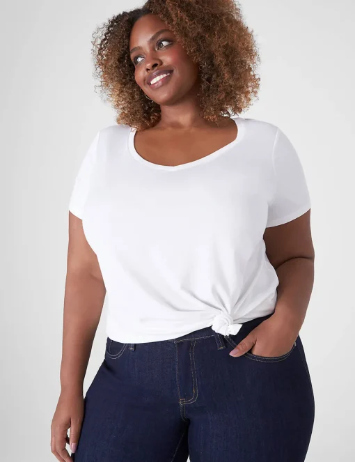 The Tee Shop^Lane Bryant Modern Short-Sleeve V-Neck Tee White