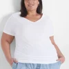 Knit Tops^Lane Bryant Modern Slub Side-Ruched Tee White