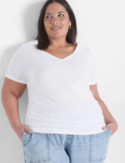 Knit Tops^Lane Bryant Modern Slub Side-Ruched Tee White