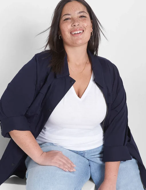 Knit Tops^Lane Bryant Modern Slub Side-Ruched Tee White