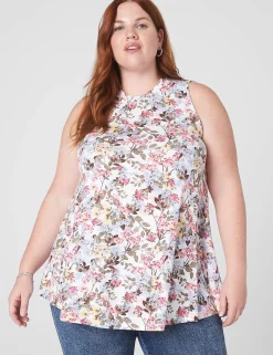 Knit Tops^Lane Bryant Modern Slub Swing High-Neck Straight-Hem Tunic Spring Bouquet