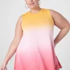 Knit Tops^Lane Bryant Modern Slub Swing High-Neck Straight-Hem Tunic Coral Tie Dye