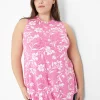 Knit Tops^Lane Bryant Modern Slub Swing High-Neck Straight-Hem Tunic Pink Cabo Flower