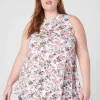 The Tee Shop^Lane Bryant Modern Slub Swing High-Neck Straight-Hem Tunic Spring Bouquet