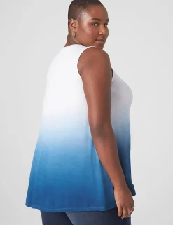 Knit Tops^Lane Bryant Modern Slub Swing High-Neck Straight-Hem Tunic Blue Tie Dye