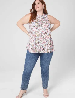 The Tee Shop^Lane Bryant Modern Slub Swing High-Neck Straight-Hem Tunic Spring Bouquet