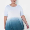 Knit Tops^Lane Bryant Modern Slub Swing Perfect Sleeve Straight-Hem Tee Blue Tie Dye
