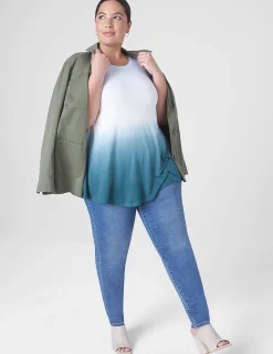 Knit Tops^Lane Bryant Modern Slub Swing Perfect Sleeve Straight-Hem Tee Blue Tie Dye