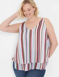 Shirts & Blouses^Lane Bryant Modern Swing Double-Layer Chiffon Tank Vertical Stripe