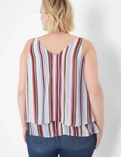 Shirts & Blouses^Lane Bryant Modern Swing Double-Layer Chiffon Tank Vertical Stripe