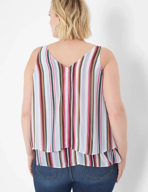 Shirts & Blouses^Lane Bryant Modern Swing Double-Layer Chiffon Tank Vertical Stripe