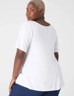 Knit Tops^Lane Bryant Modern Swing Perfect Sleeve Ruched-Shoulder Tee White