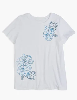 Knit Tops^Lane Bryant Modern Watercolor Floral Graphic Tee White