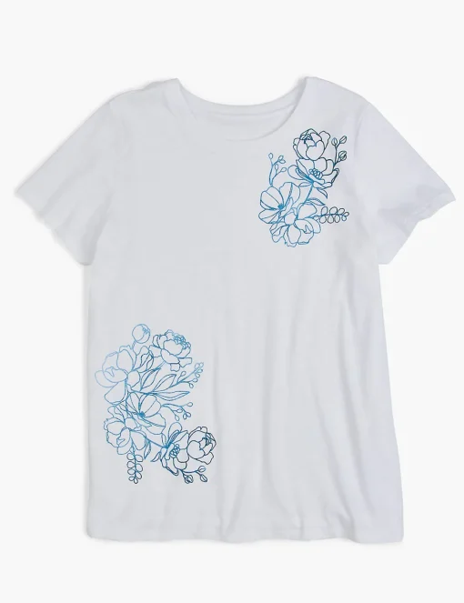 Knit Tops^Lane Bryant Modern Watercolor Floral Graphic Tee White