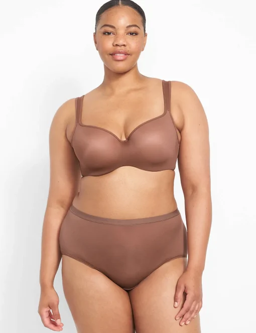 Brief Panties^Lane Bryant No-Show Full Brief Panty With Lace Myristica
