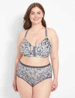 Brief Panties^Lane Bryant No-Show Full Brief Panty With Lace Sea Floral Quiet Shade