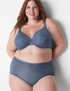 Brief Panties^Lane Bryant No-Show Full Brief Panty With Lace Marl Grisaille