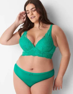 Thong Panties^Lane Bryant No-Show Lace-Back Thong Deep Green