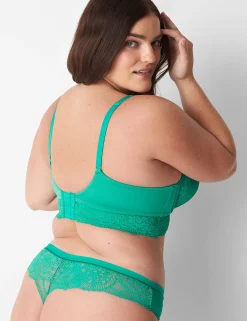 Thong Panties^Lane Bryant No-Show Lace-Back Thong Deep Green